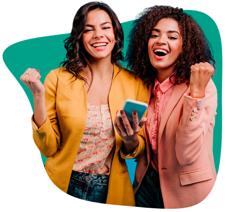 imagem de mulheres comemorando